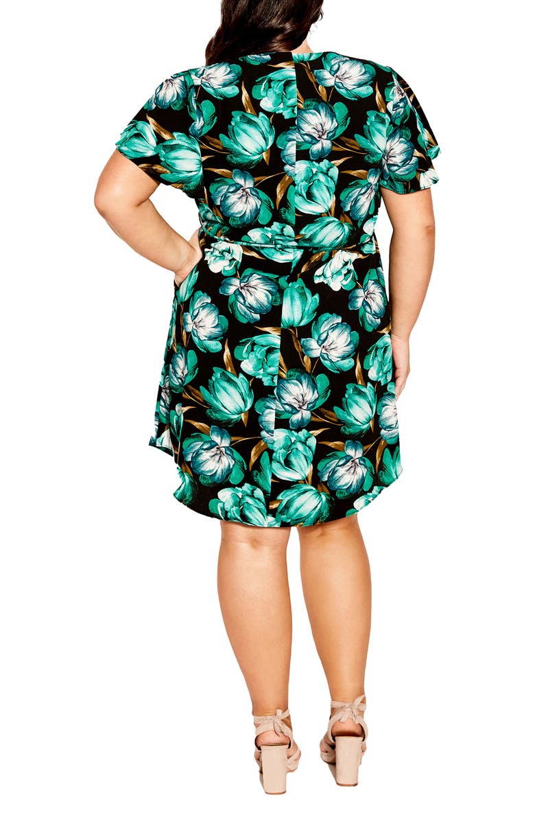 City Chic Tulip Short Sleeve Crepe Dress, Alternate, color, 