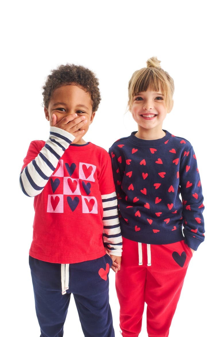 Kids Heart Sweatpant, Alternate, color, Navy Lollipop