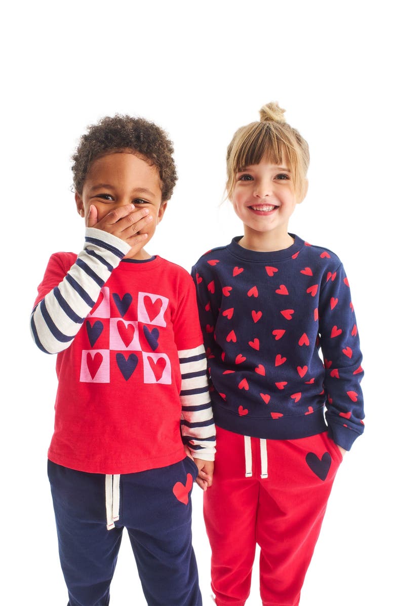 Primary Kids Heart Sweatpant, Alternate, color, Navy Lollipop