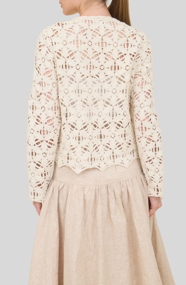 ZOE AND CLAIRE Cotton Crochet Cardigan, Alternate, color, Cream