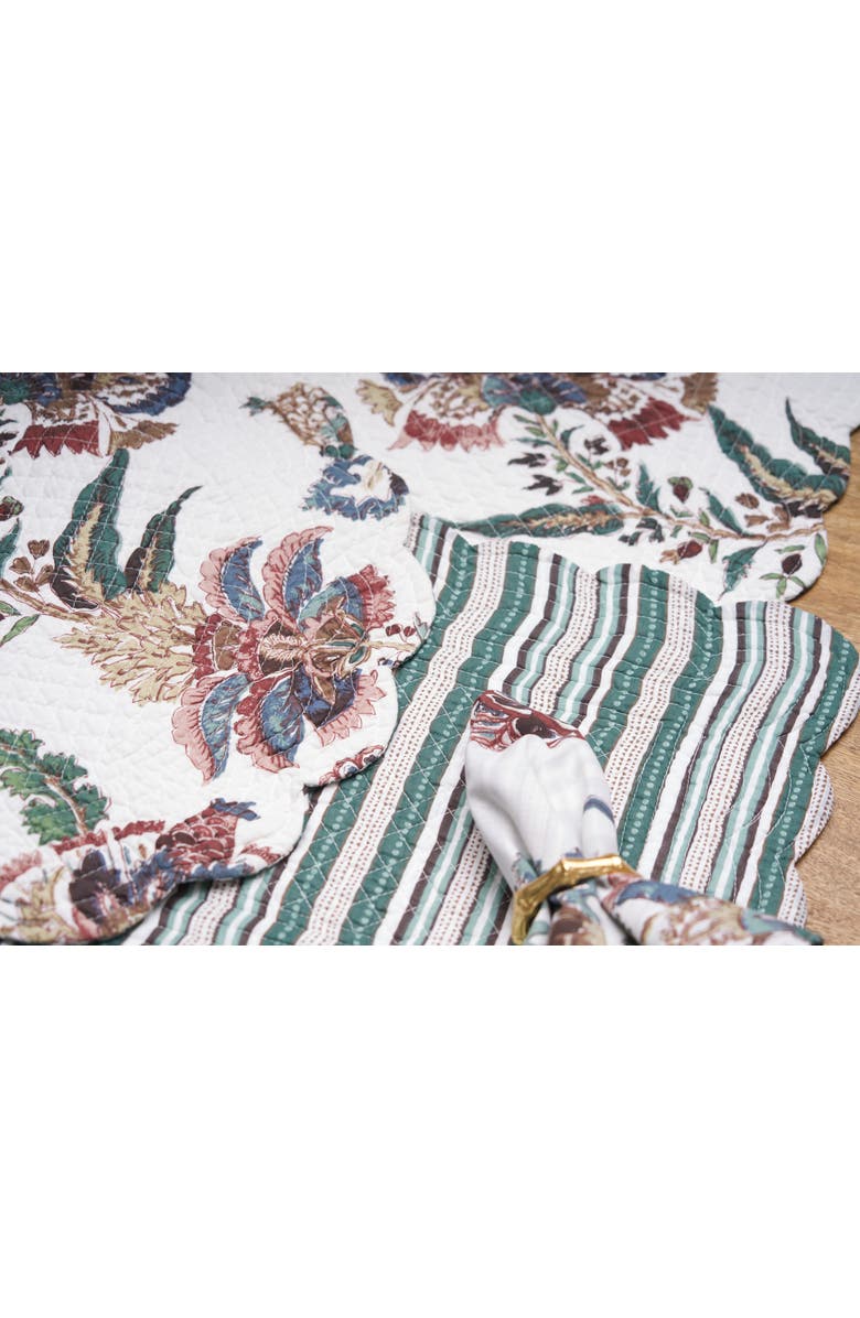 C&F Home Braelyn Abstract Botanical Quilted Table Runner 14" x 51", Alternate, color, White