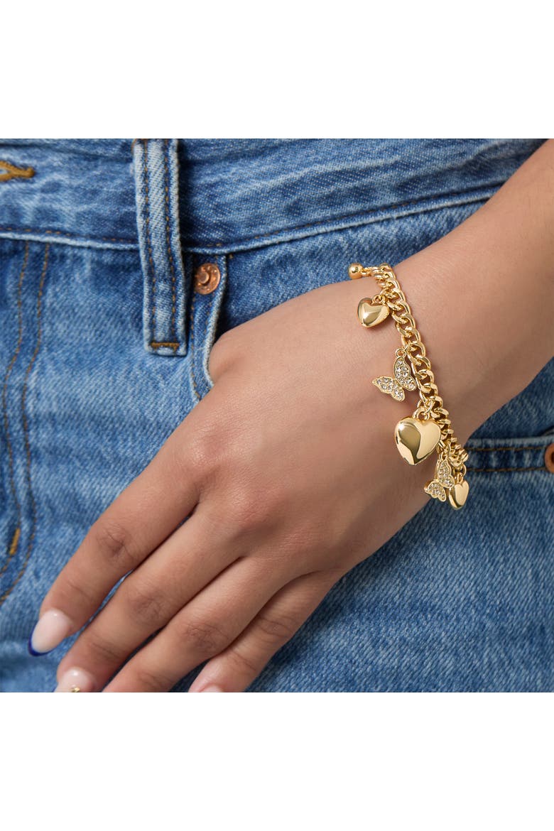 Heart & Butterfly Gold-Tone Bracelet, Alternate, color, Gold