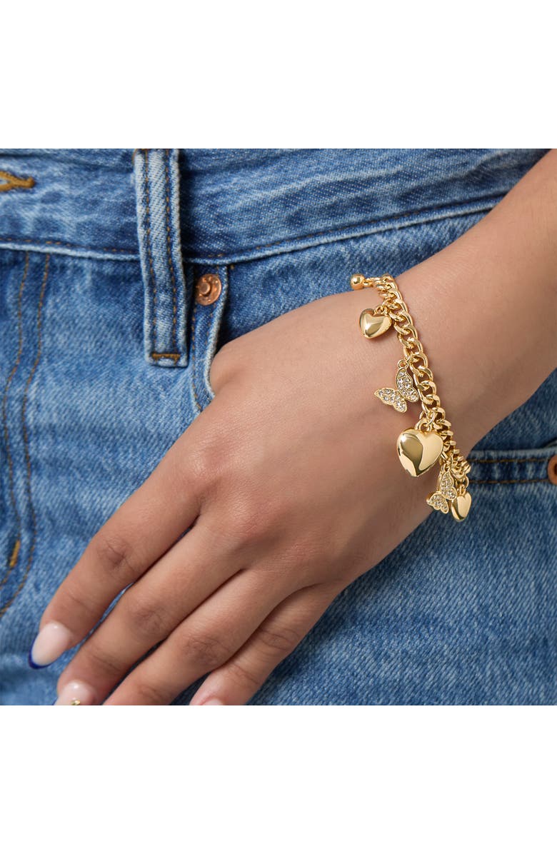 Jessica Simpson Heart & Butterfly Gold-Tone Bracelet, Alternate, color, Gold