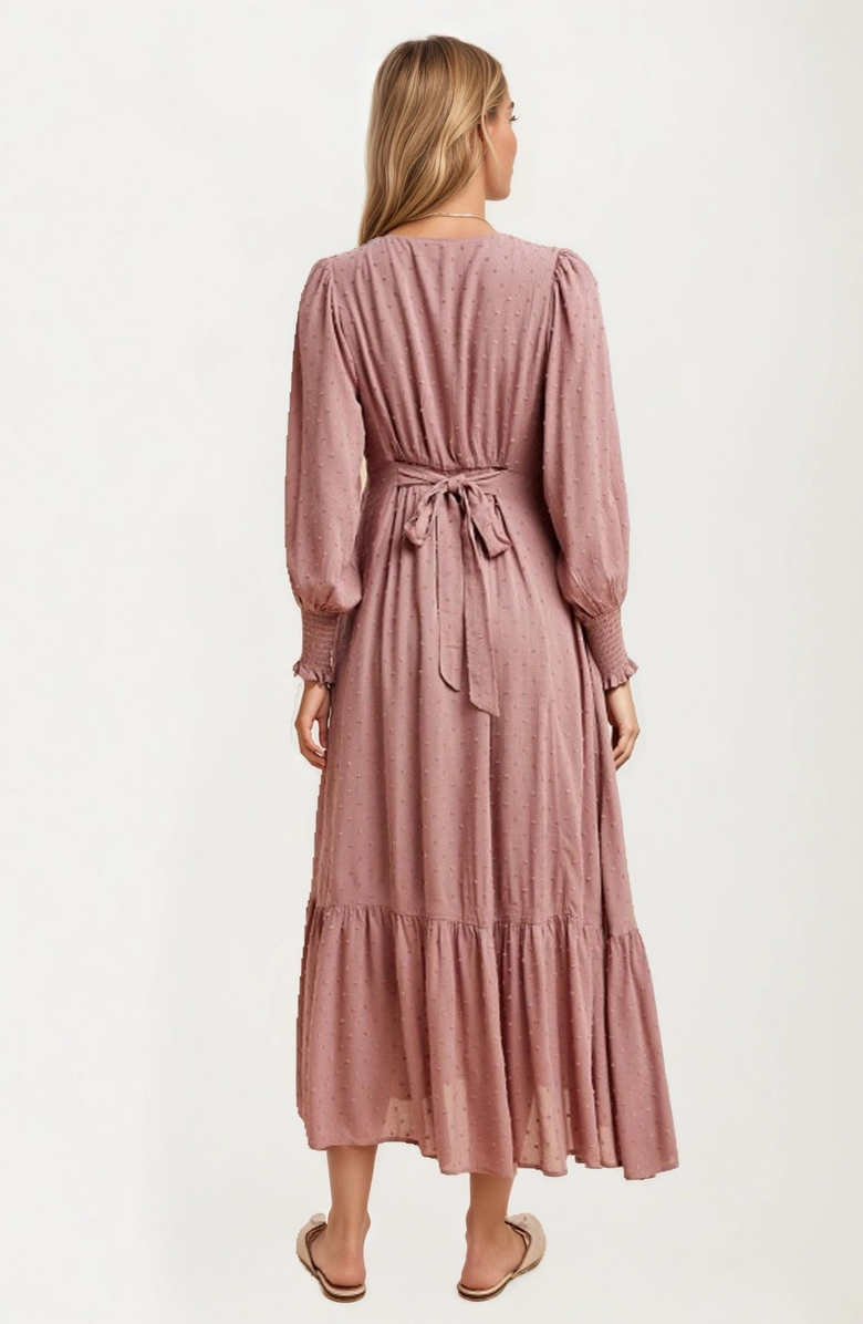 Knit and Lounge Button Front Puff Sleeve Maxi Dress, Alternate, color, 
