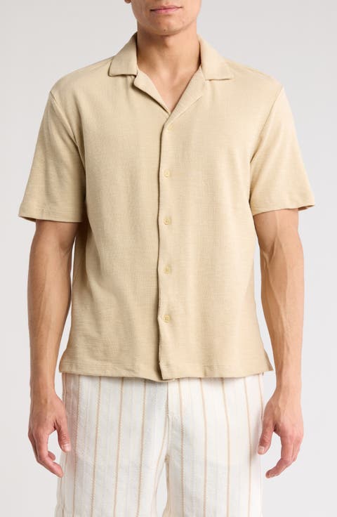 Textured Knit Camp Shirt