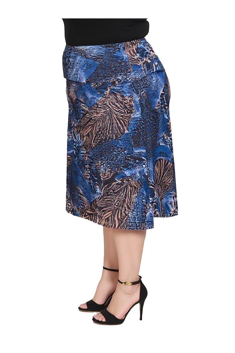Animal Print Knee Length Skirt, Alternate, color, Blue Multi