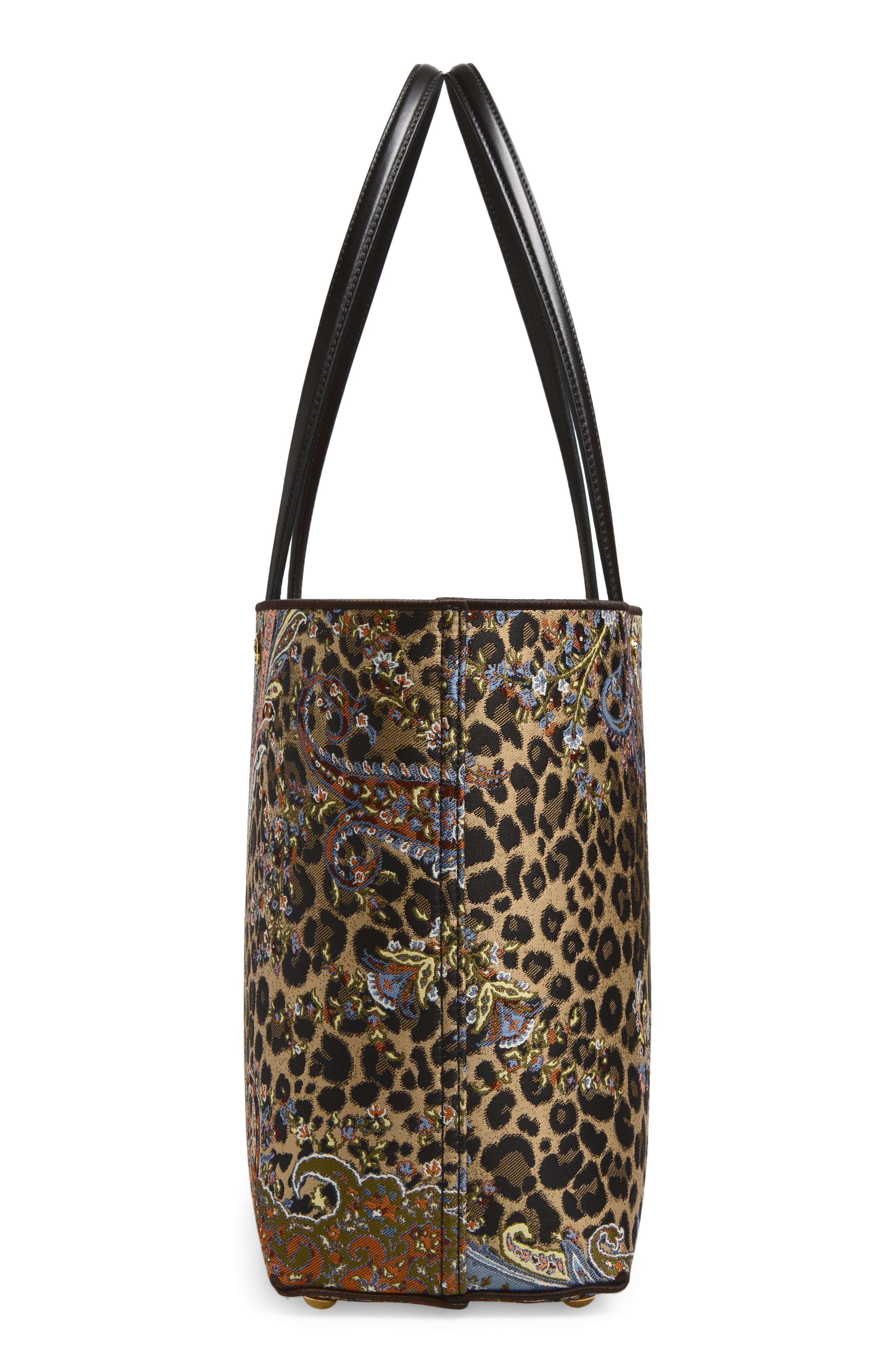 Etro Essential Leopard Jacquard Tote, Alternate, color, Beige