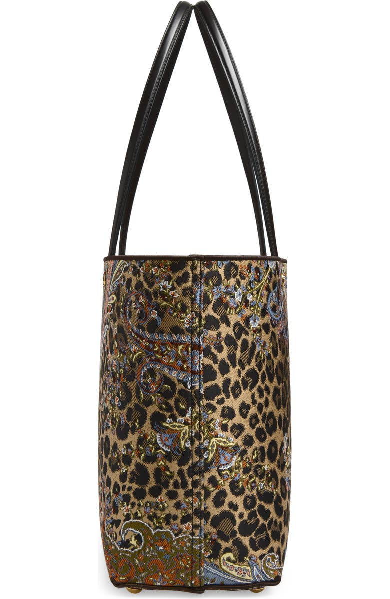 Etro Essential Leopard Jacquard Tote, Alternate, color, Beige