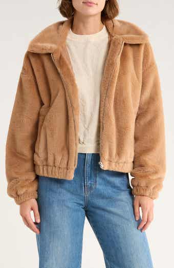 Thread & Supply Faux Fur Zip Bomber Jacket