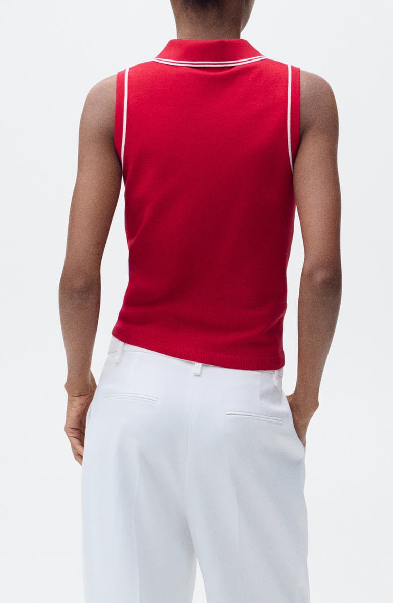 MANGO Tipped Sleeveless Knit Polo, Alternate, color, Red