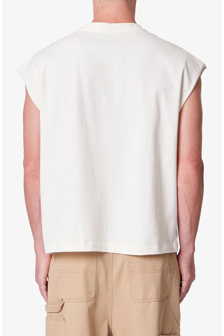 Sleeveless Distressed Graphic Cutoff T-Shirt, Alternate, color, ANTIQUE WHITE