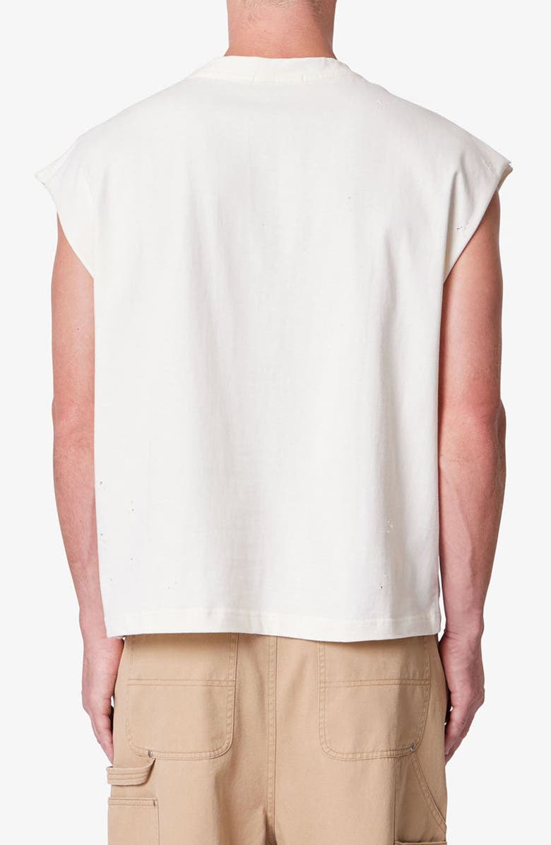 mnml Sleeveless Distressed Graphic Cutoff T-Shirt, Alternate, color, 