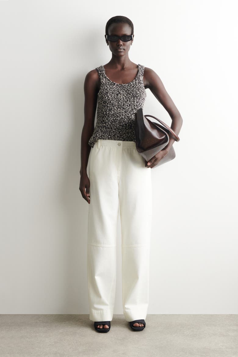 Paneled Denim Wide-leg Pants, Main, color, WHITE