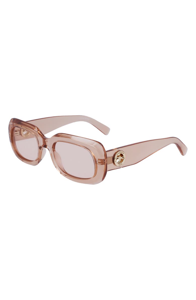 Longchamp Medallion 52mm Rectangular Sunglasses, Alternate, color, Rose