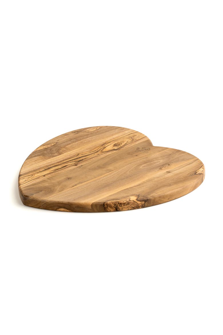 Olivewood Cutting Board, Heart Shape, 11 x 6.7 x 0.63", Main, color, Brown