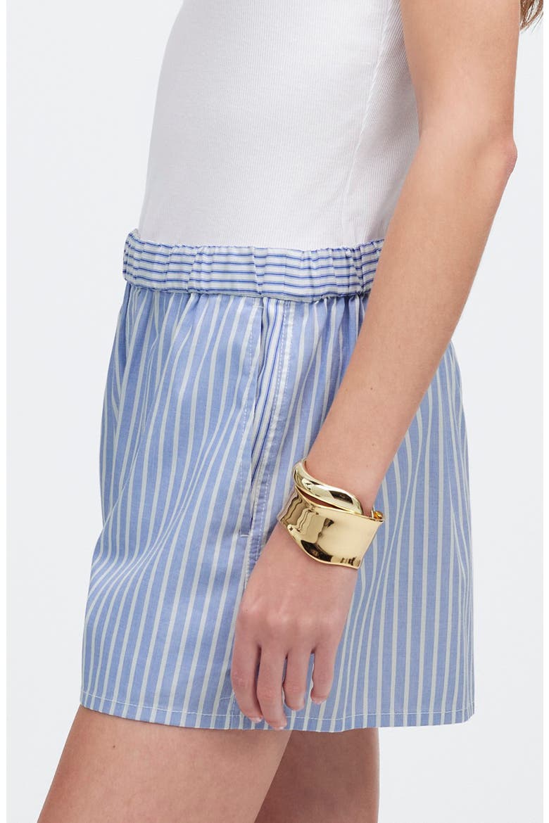 Stripe Poplin Pull-On Shorts, Alternate, color, TURQUOISE AND WHITE STRIPE
