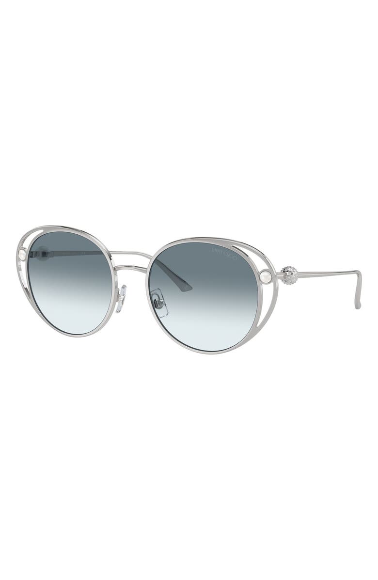 Jimmy Choo 53mm Oval Sunglasses, Alternate, color, Silver