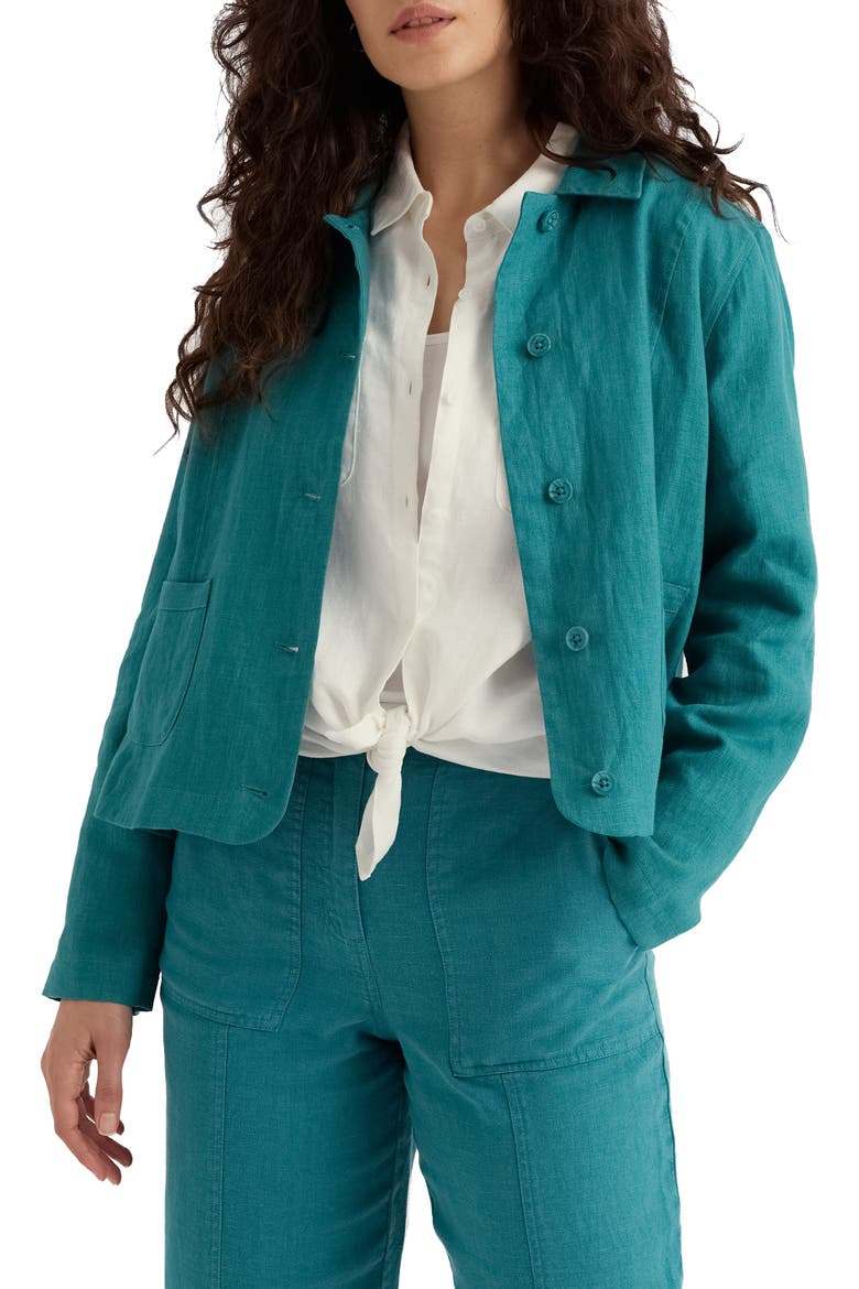 Arame Linen Jacket, Main, color, DEEP DIVE