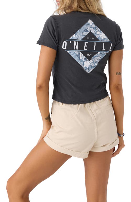 O'neill Juniors' Palm Meadow Short-sleeve Cotton T-shirt In Washed Black