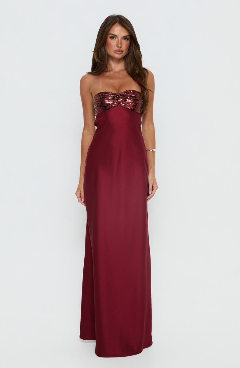 Princess Polly See the Vision Sequin & Satin Strapless Gown, Alternate, color,
