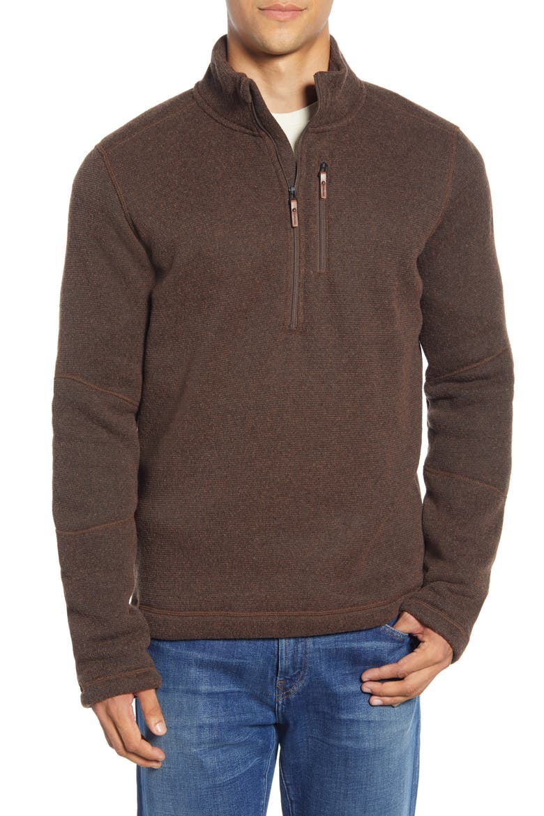 Hudson Trail Regular Fit Fleece Half-Zip Sweater, Main, color, BOURBON HEATHER