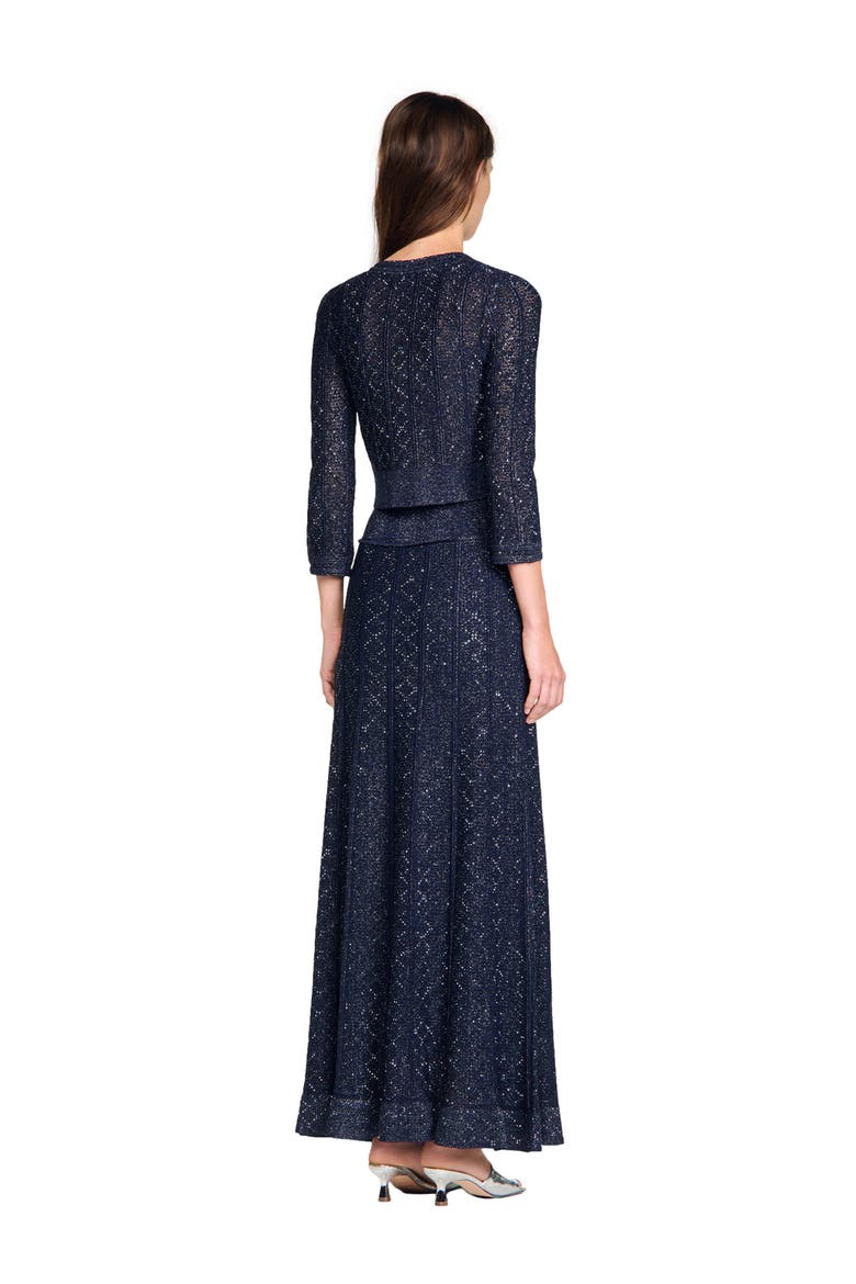 Strass knit cropped cardigan, Alternate, color, Navy blue