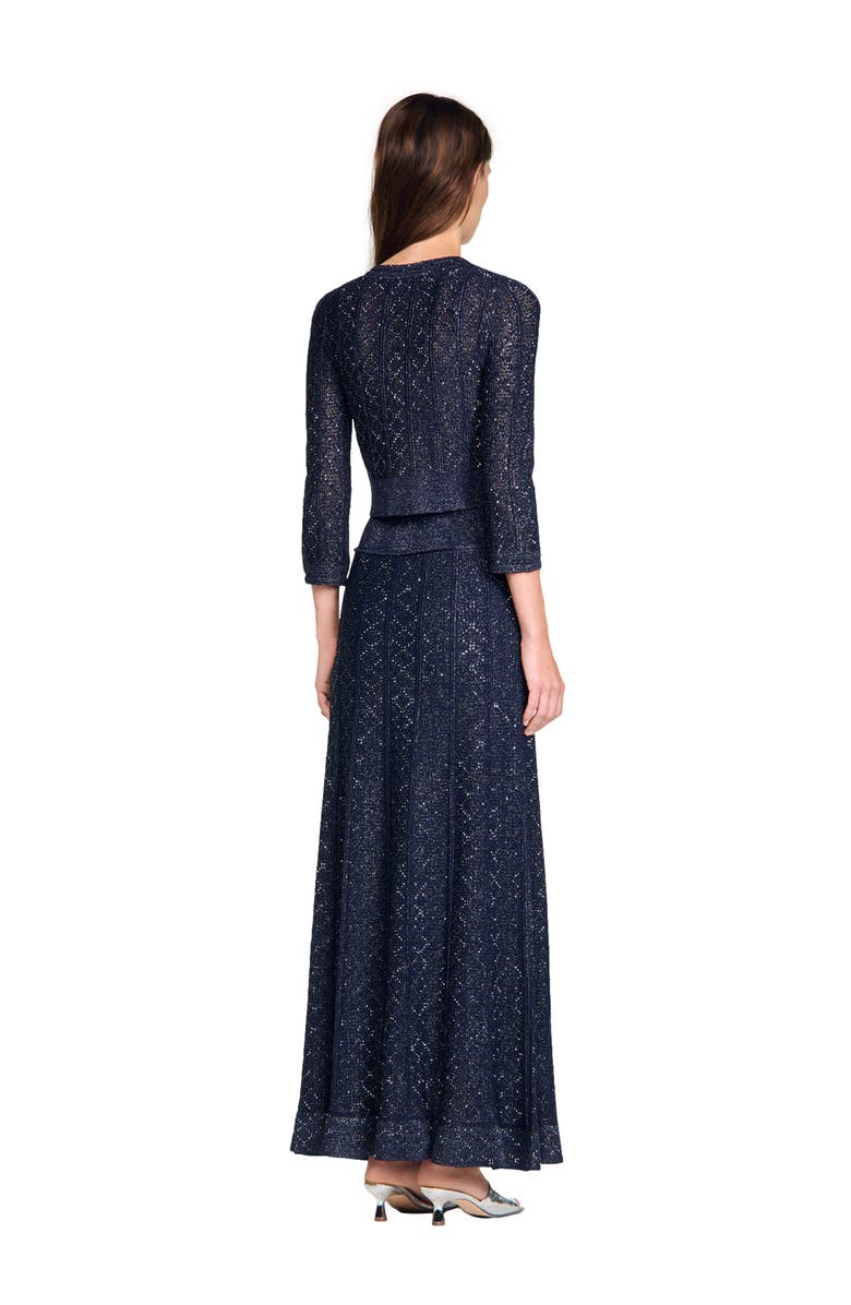 SANDRO Strass knit cropped cardigan, Alternate, color, Navy Blue