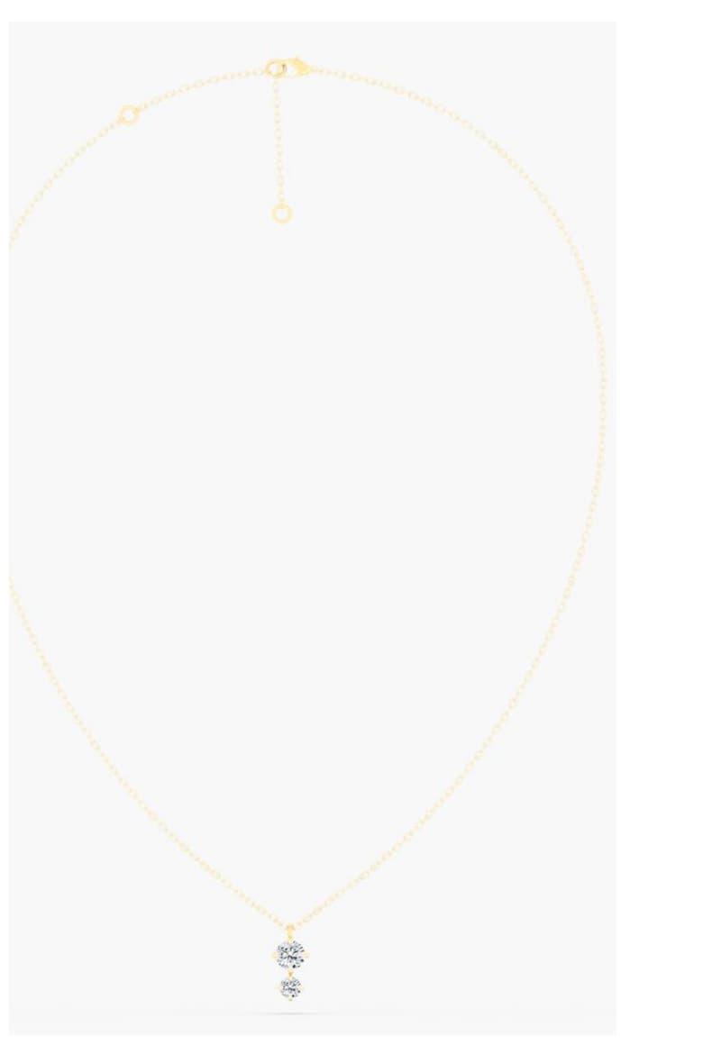 Starlight Two Stone Lab Diamond Pendant Necklace in 14K, Alternate, color, Yellow Gold