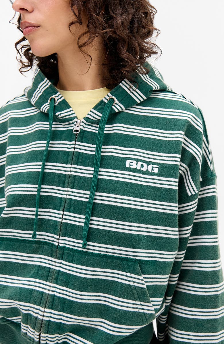 BDG Urban Outfitters Easy Zip Through Stripe Hoodie, Alternate, color, Green