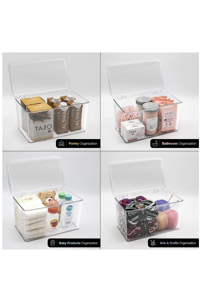 Large 2-Pack Storage Bins with Lids, Alternate, color, CLEAR