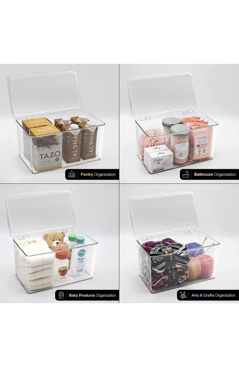 SORBUS Large 2-Pack Storage Bins with Lids, Alternate, color, Clear