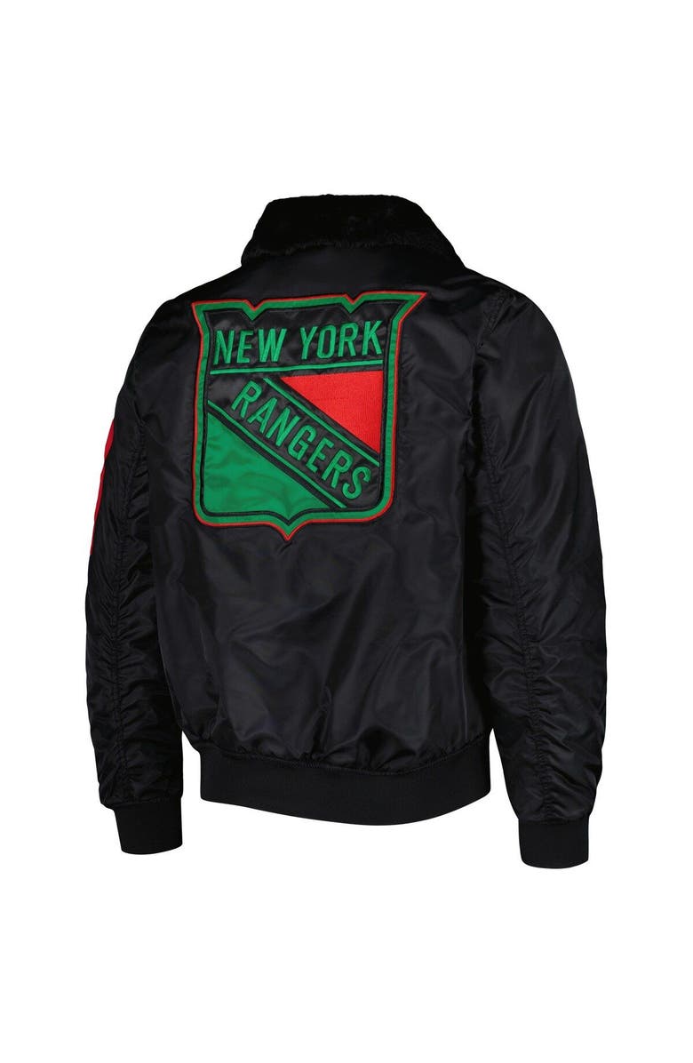 STARTER Men's Starter x Ty Mopkins Black New York Rangers Black History Month Varsity Full-Zip Jacket, Alternate, color, 