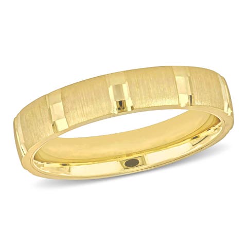 Brushed and Polished Wedding Band 14k