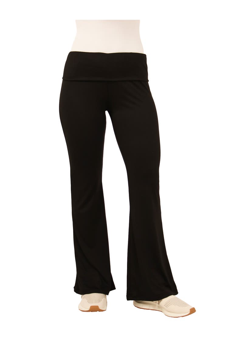 Black Bell Bottom Foldover Waist Sweatpants, Main, color, Black