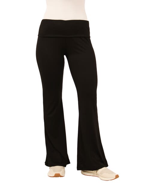 Black Bell Bottom Foldover Waist Sweatpants