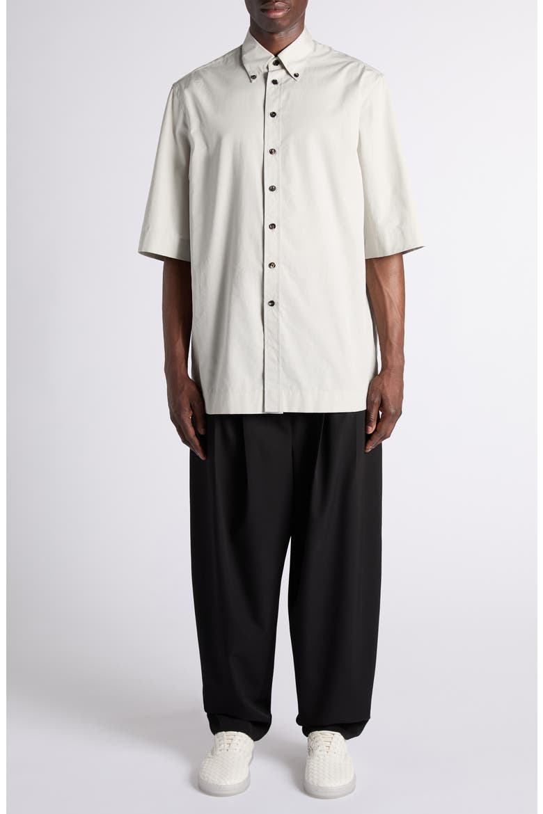 Relaxed Fit Short Sleeve Cotton Poplin Button-Down Shirt, Alternate, color, 1427 PEARL GREY
