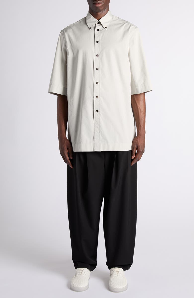 Bottega Veneta Drop Crotch Tapered Leg Lightweight Wool Twill Pants, Alternate, color, 1010 Double Black