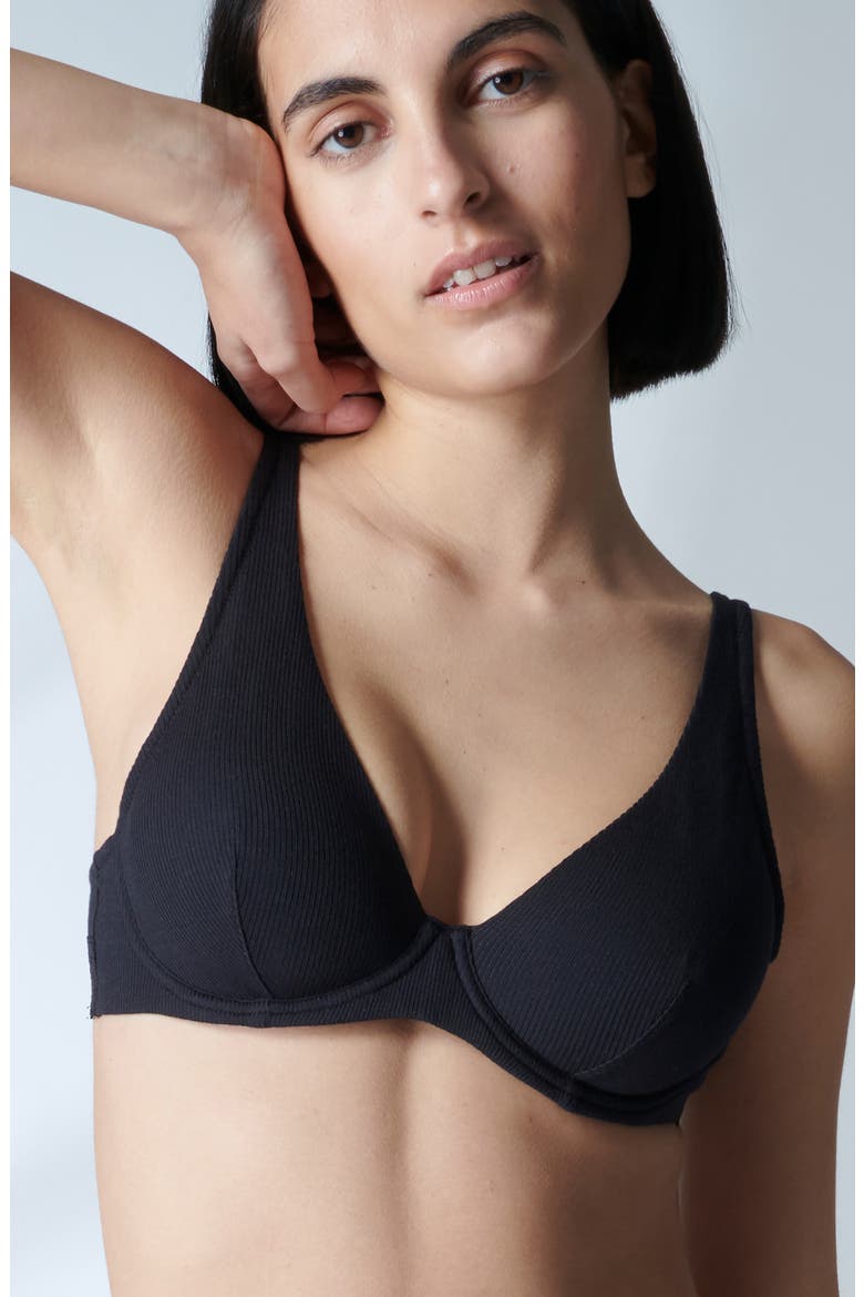 Eugenie Plunge Underwire Bra, Alternate, color, BLACK