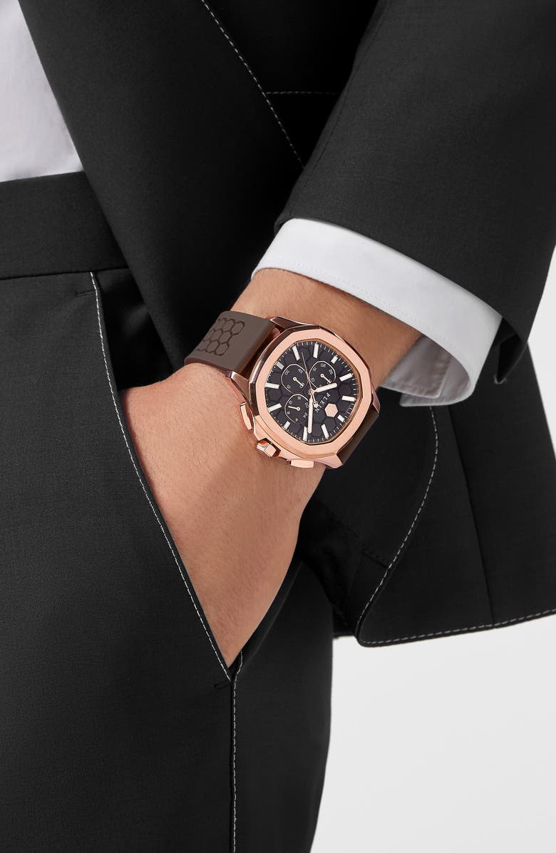 PHILIPP PLEIN Spectre Chronograph Silicone Strap Watch, 44mm, Alternate, color, 