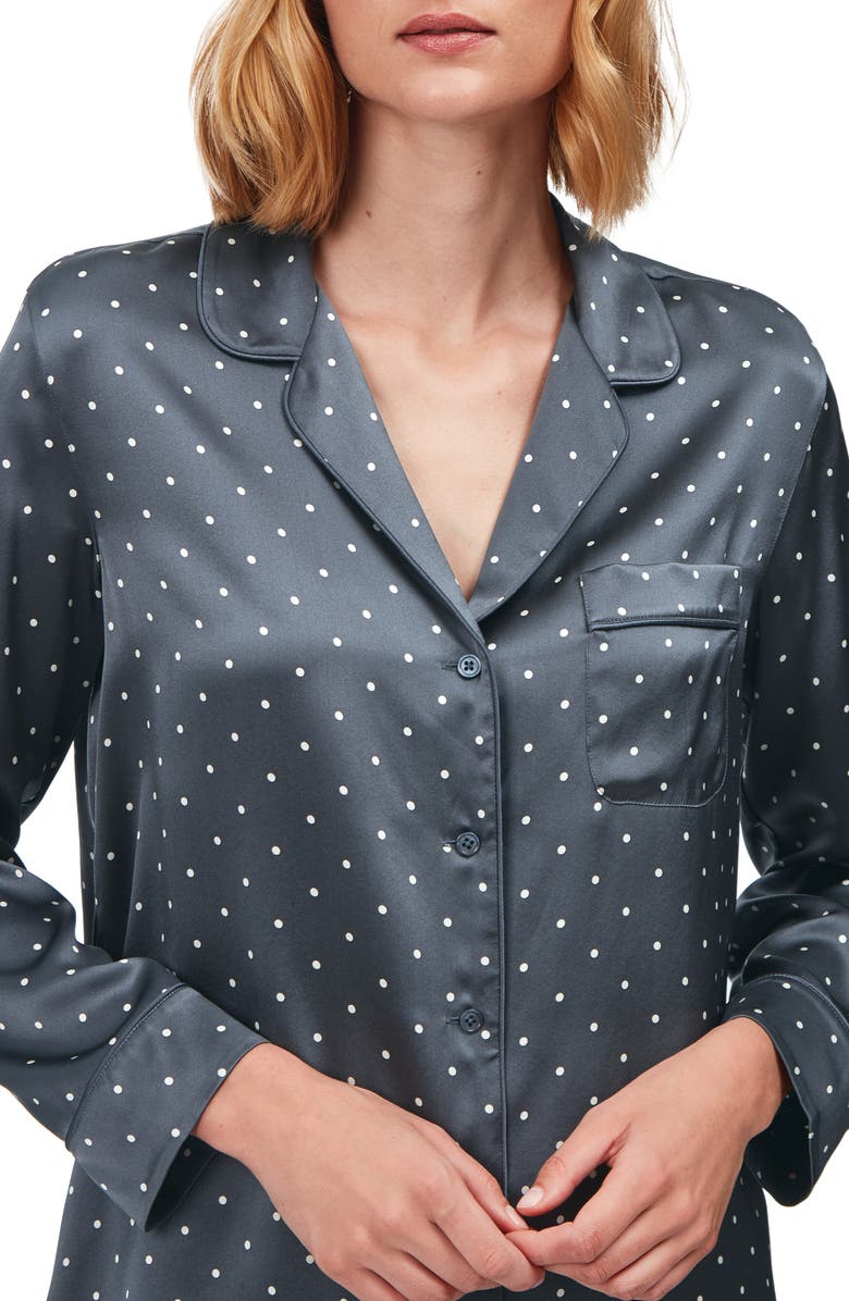 The White Company Spot Print Silk Pajamas, Alternate, color,