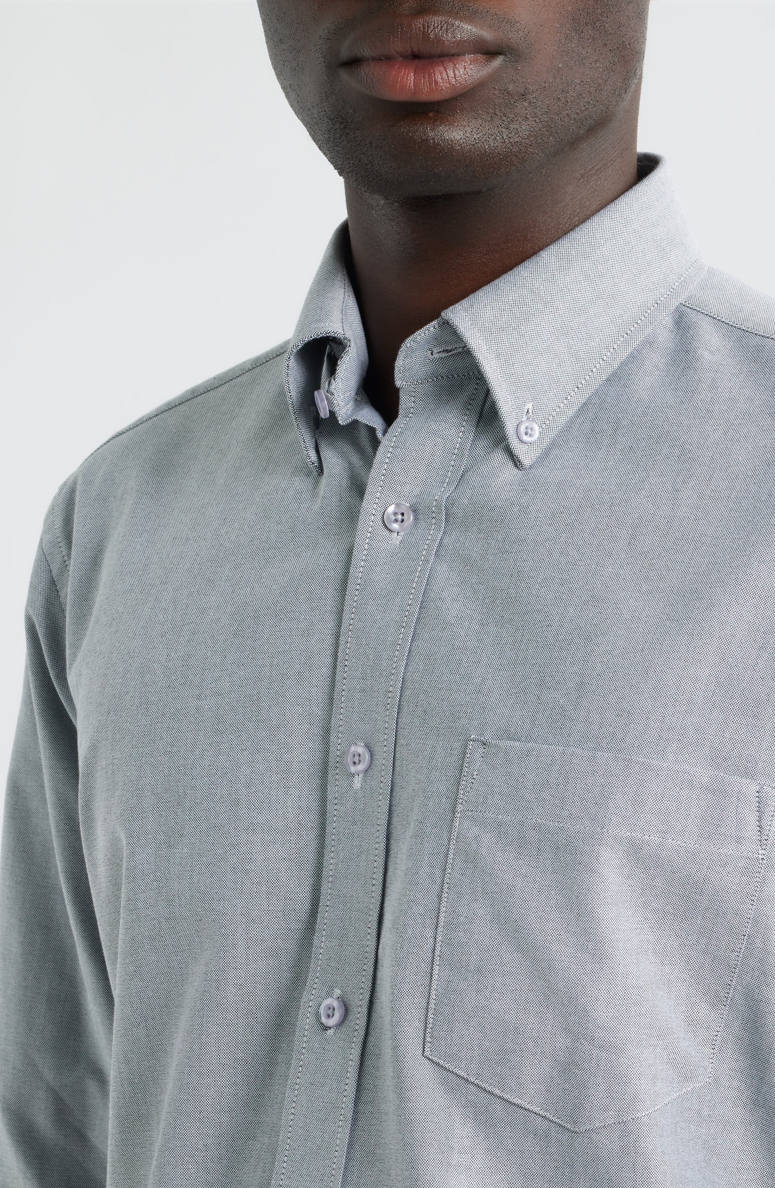 Regular Fit Solid Cotton Button-Down Oxford Shirt - image 2