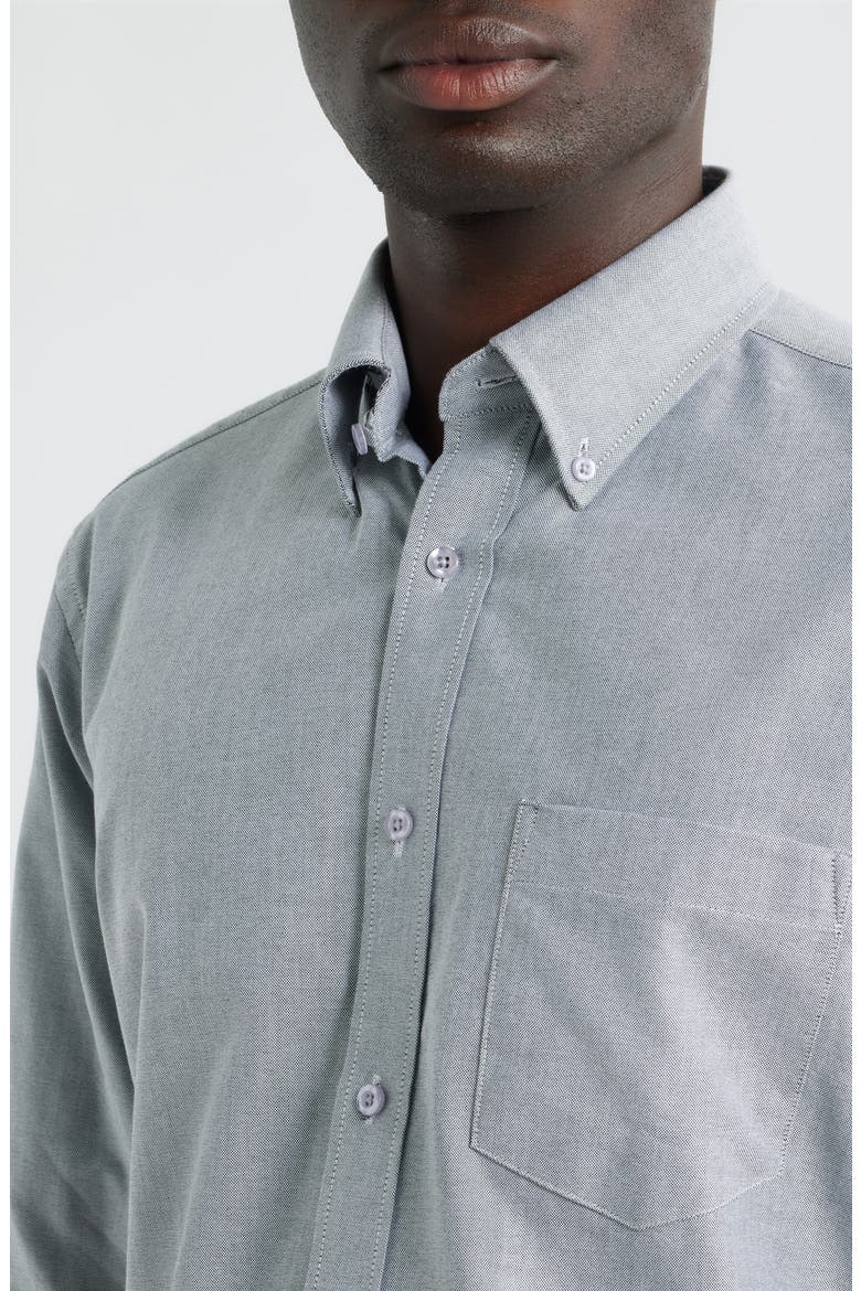 Regular Fit Solid Cotton Button-Down Oxford Shirt, Alternate, color, BLACK