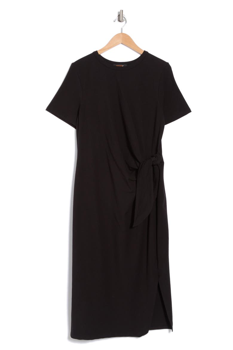 Tie Knot Midi Dress, Alternate, color, BLACK