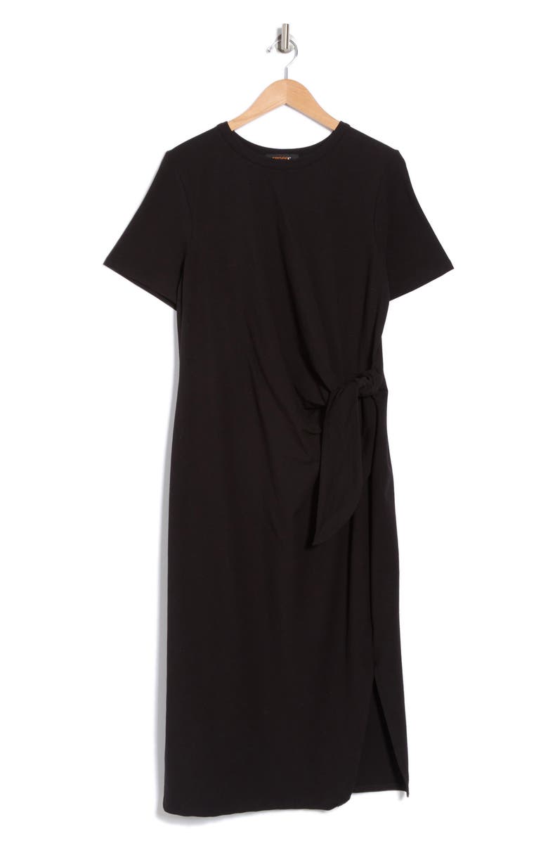 Renee C Tie Knot Midi Dress, Alternate, color, Black
