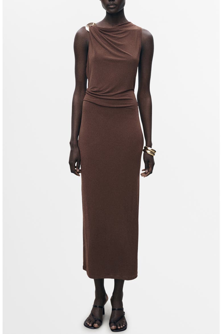 Draped Body-Con Maxi Dress, Main, color, CHOCOLATE