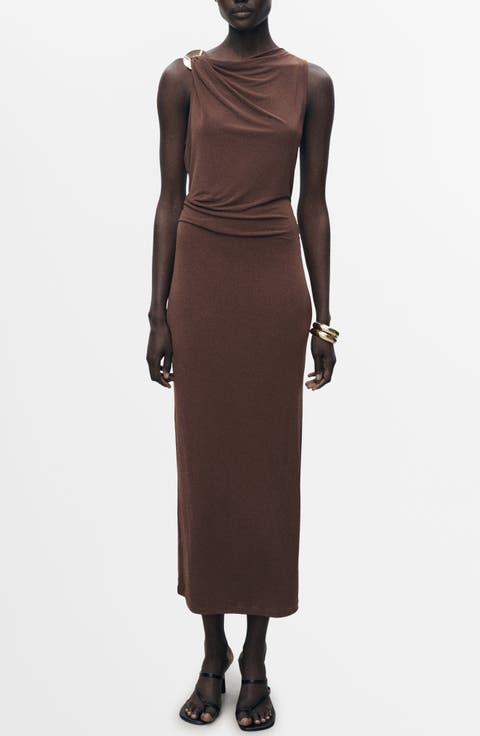 Draped Body-Con Maxi Dress