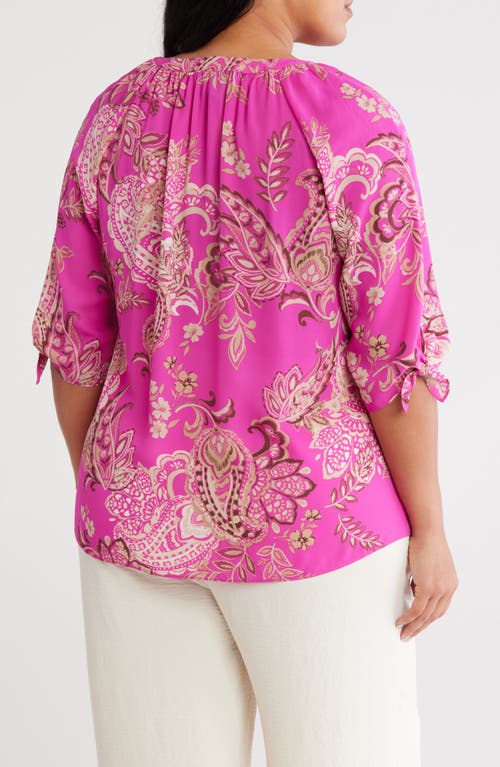 Jones New York Paisley Print Raglan Sleeve Top In Pink