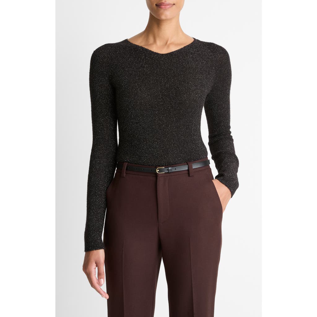 Vince Metallic Sweater In Black