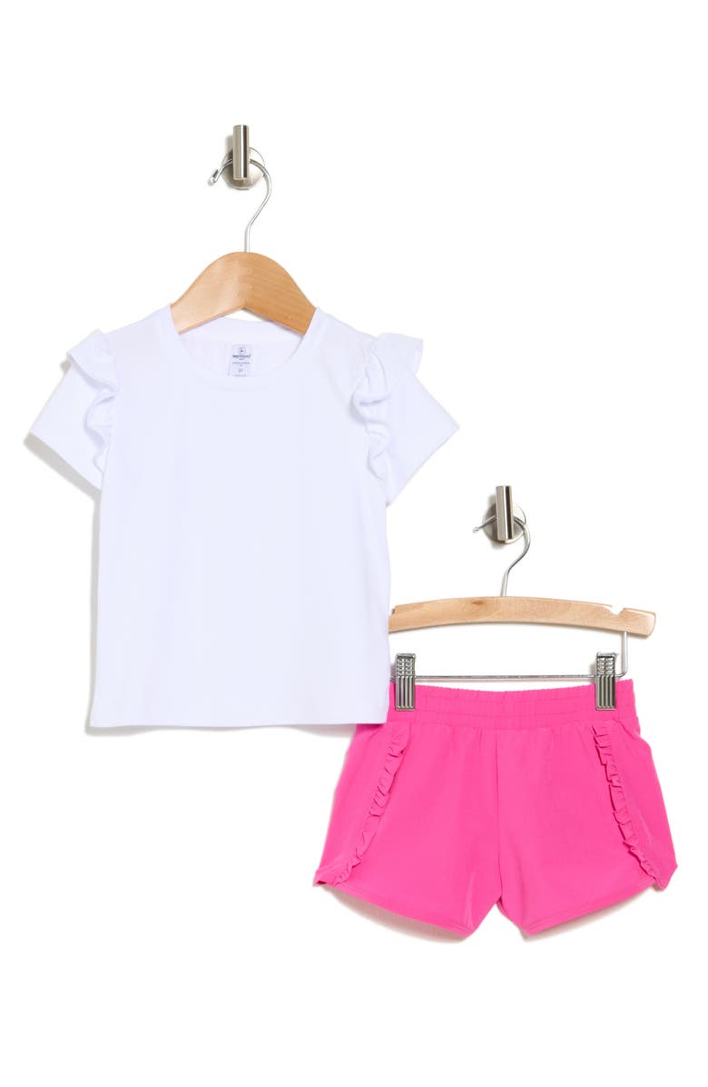 90 DEGREE BY REFLEX Kids' Ruffle T-Shirt & Shorts Set, Main, color, 