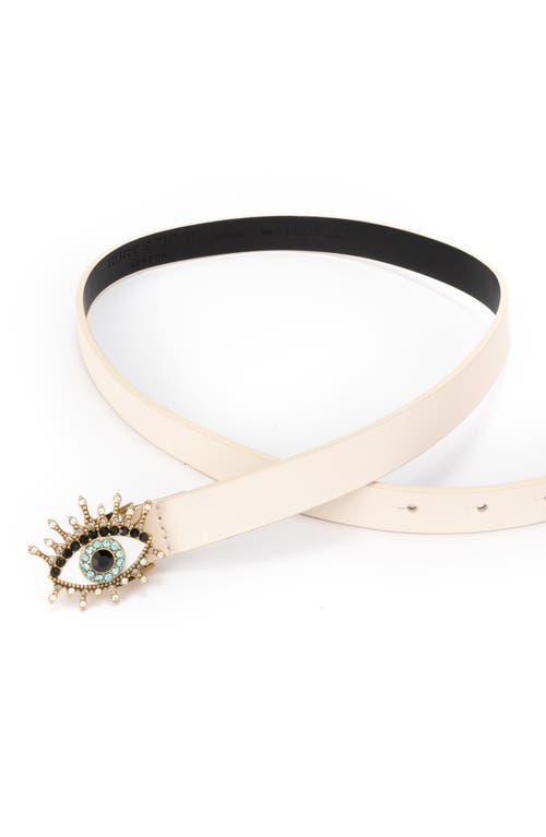 Kurt Geiger London Evil Eye Leather Belt In Neutral